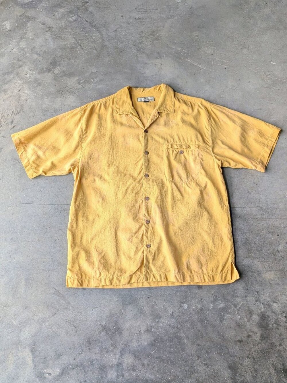 Vintage Tommy Bahama Yellow Silk Short Sleeve Button Front Shirt medium